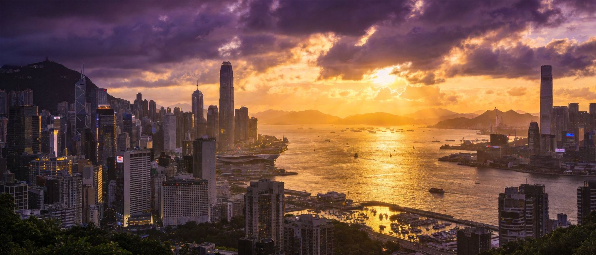維多利亞港黃昏超高清全景