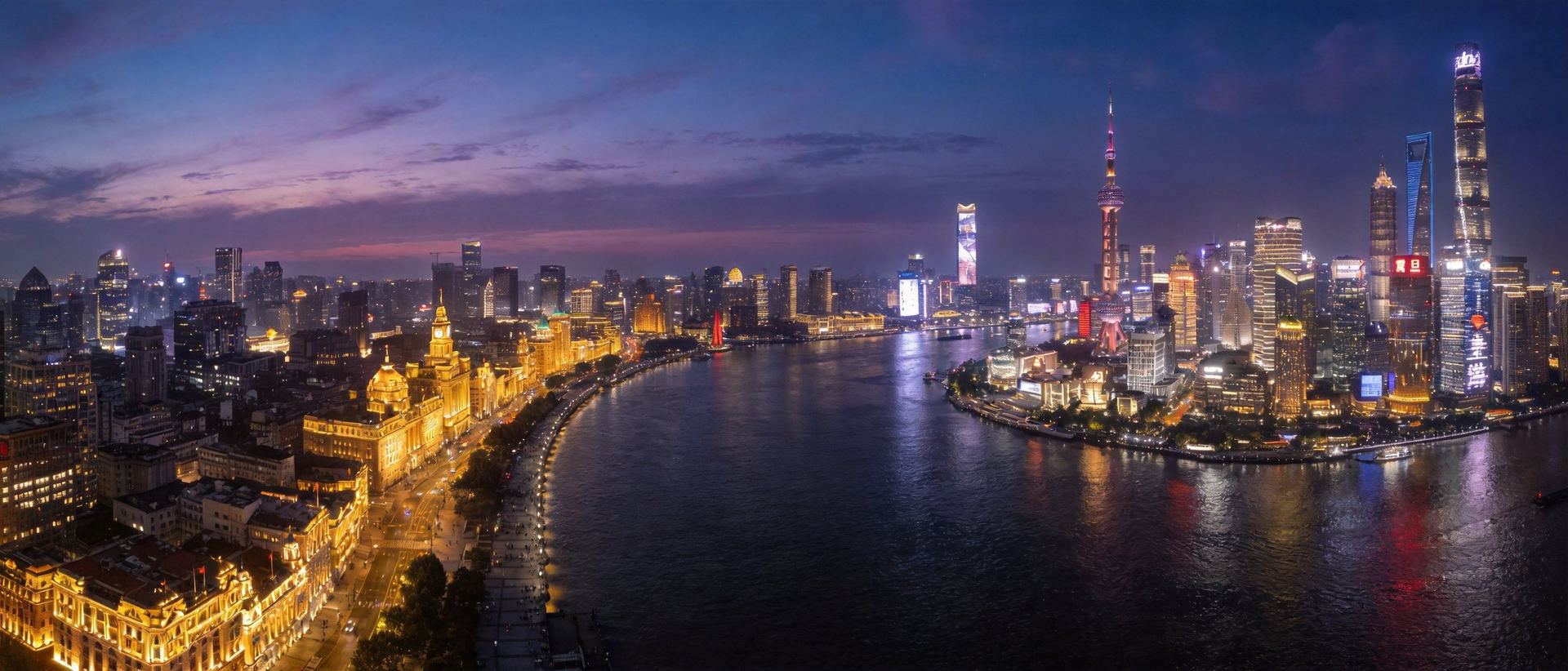 上海外滩黄浦江两岸夜景